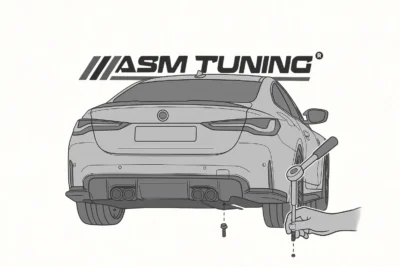 Step 1 - Removing the side bolts to begin rear diffuser installation on a BMW M4