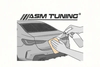 Cleaning the trunk and spoiler area if a BMW before spoiler installation ASM Tuning step by step guide