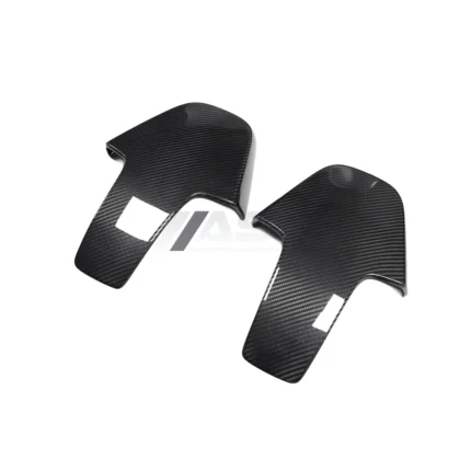 BMW F9X G8X carbon fibre seat back covers angled view of front seat shell
