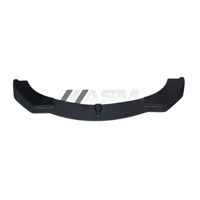 Diagonal view of carbon fibre front bumper splitter for Alfa Romeo Giulia 2016+, showcasing lightweight construction and OEM-style contour