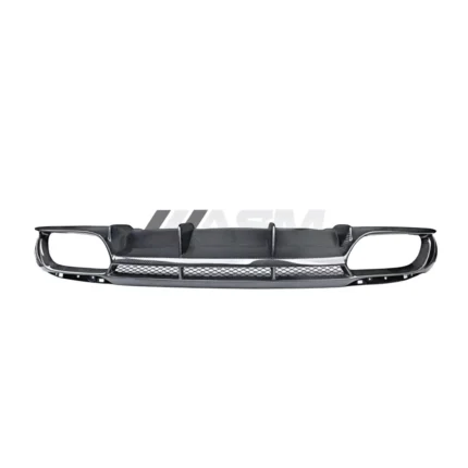 Alfa Romeo Giulia 2016+ carbon fibre rear diffuser lower valance in full frontal view, designed for performance styling and enhanced rear airflow