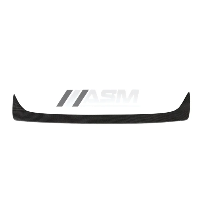 Flat studio view of carbon fibre roof spoiler rear lip for Alfa Romeo Giulia 2016+, highlighting the contoured weave and aerodynamic design