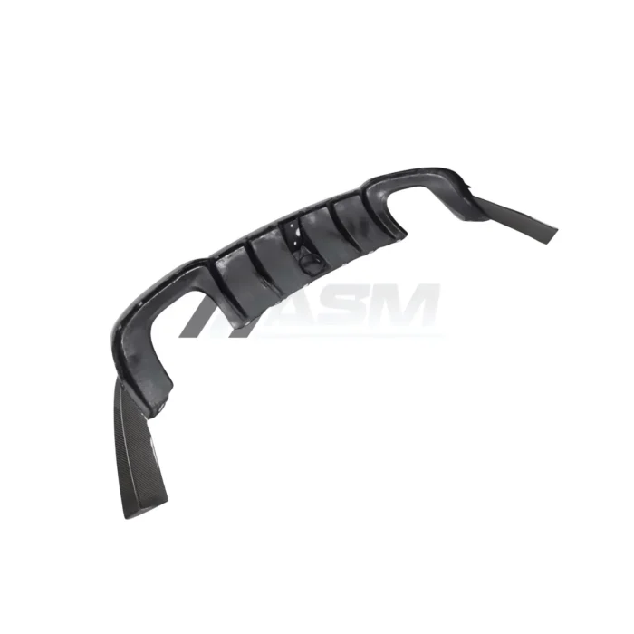 Underside mounting view of Audi RS3 8V carbon fibre rear diffuser, illustrating detailed fitment and OEM compatibility