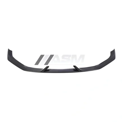 Front-facing view of Audi RS3 8V Saloon carbon front lip spoiler, designed for enhanced downforce and aggressive styling