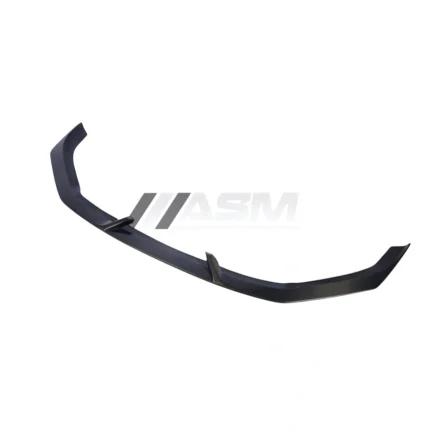 Audi RS3 8V Saloon carbon fibre front splitter viewed at an angle, showcasing its sharp contours and aerodynamic design