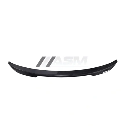 Front-facing view of CS Style rear trunk lip spoiler for BMW M3 G80 / 3 Series G20, made from dry carbon fibre