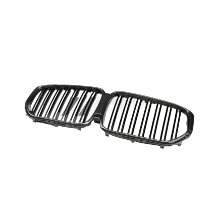 BMW F95 X5M gloss carbon fibre kidney grille – angled view of front bumper upgrade replacement