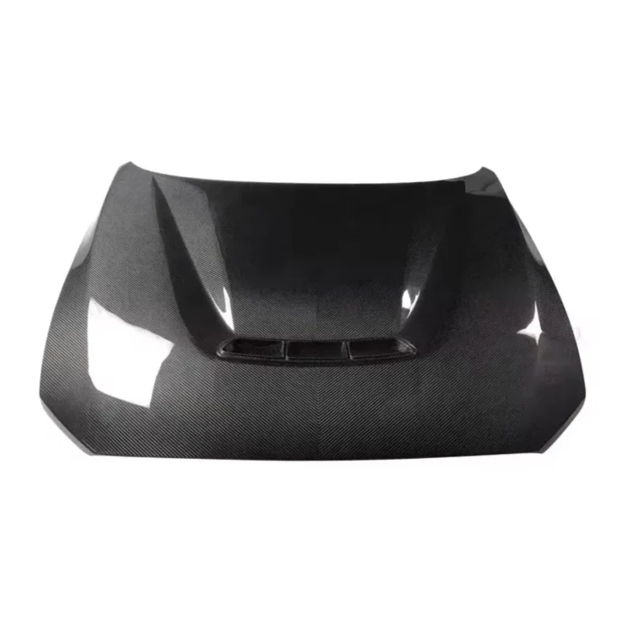 BMW M2 F87 / M2 Competition F22 pre-preg carbon fibre bonnet – top front view with central vent and lightweight profile