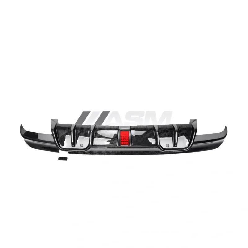 Top view of BMW X5M F95 carbon fibre rear diffuser with brake light – ASM Design