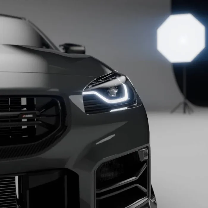 Close-Up: ASM Dry Carbon Grille for BMW G87 M2 - Handlaid 2z2 twill weave & OEM mounting points