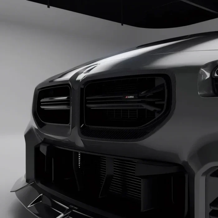 Carbon Fibre Front Grille With Asm Badge Viewed From Right Angle