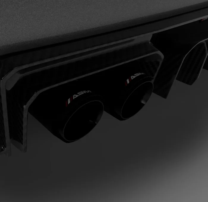 Rear corner detail of BMW G87 M2 showing diffuser and tail light design
