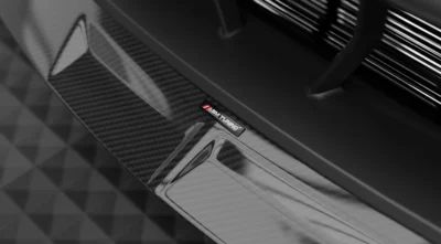 BMW G87 M2 Carbon Lip Detail – top view of front splitter fitment and weave structure