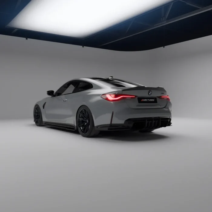 BMW G82 M4 rear quarter view showing full carbon package