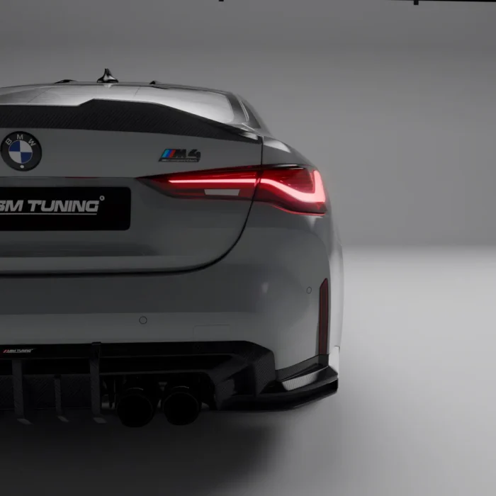 Close-up of right tail light and rear diffuser on BMW G82 M4