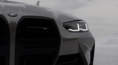 Close-Up Winter View Of Asm Carbon Grille And Headlight On Bmw M4 G82/G83