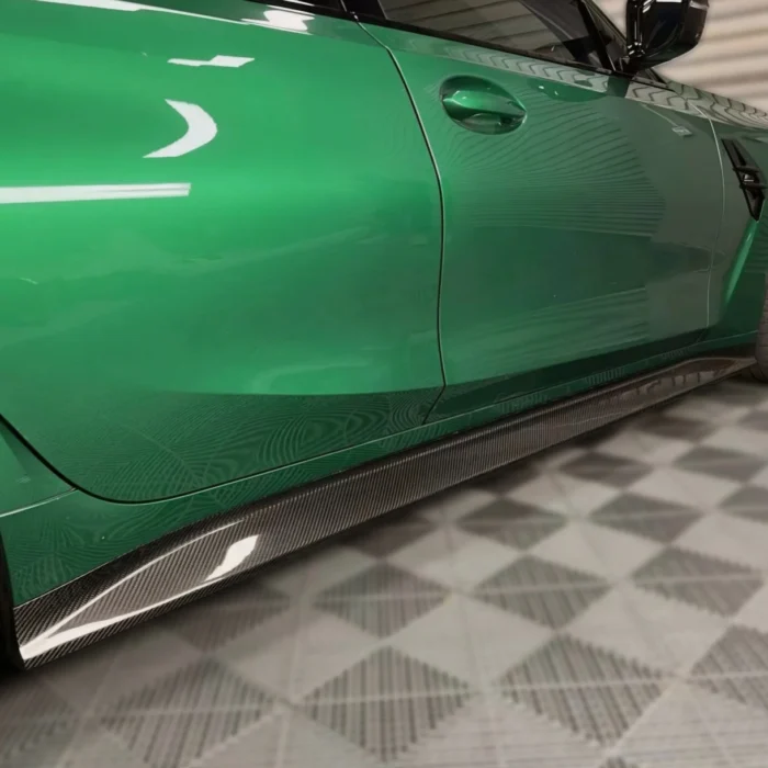 BMW M4 G82 G83 Side Skirts Installed on Green M4