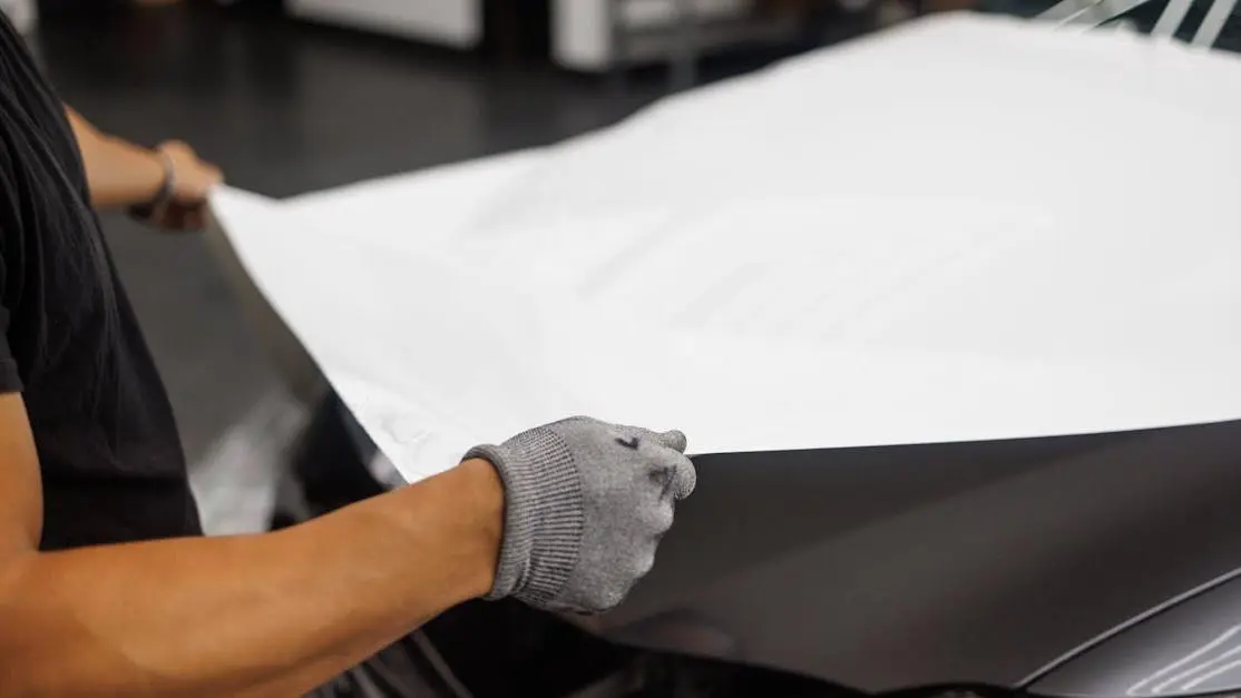 Comparing ceramic coating vs paint protection film application on car hood in garage